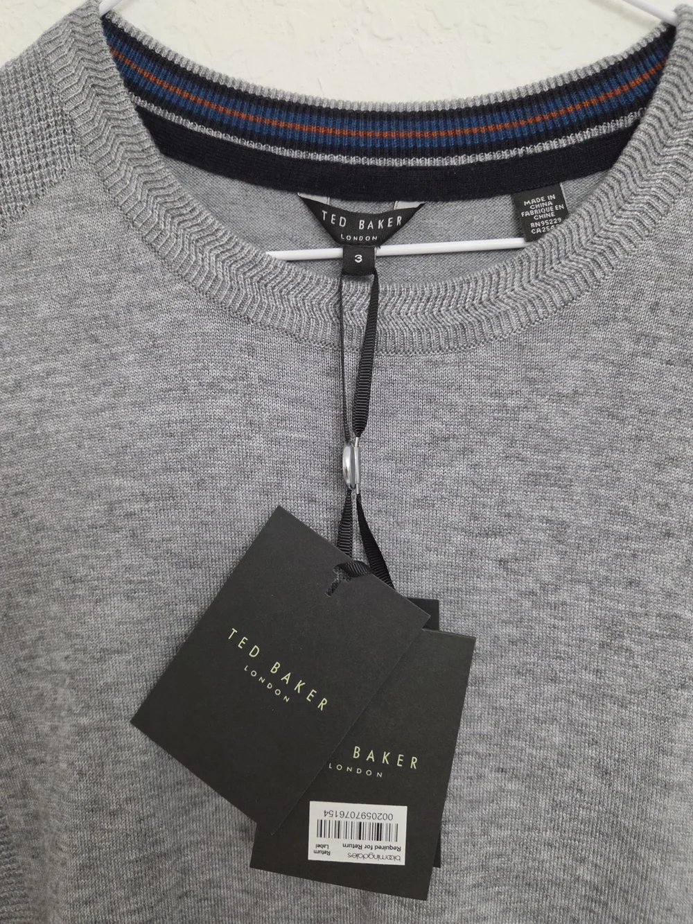 Ted Baker Men's Grey Textured Crewneck Sweater